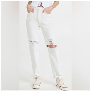 Citizens of Humanity Eva High Rise Baggy Jeans Distressed White Size 28